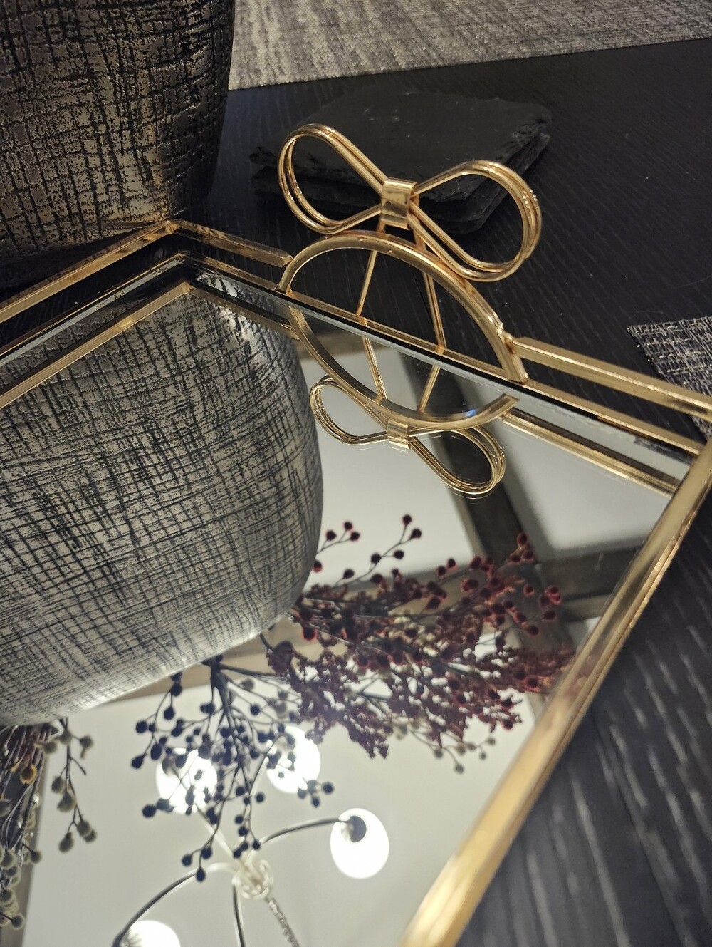 Gold Bow Mirror Tray - Picture 11 of 14